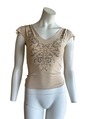 Vintage Y2K flutter sleeve flower embroidered top by Vixen